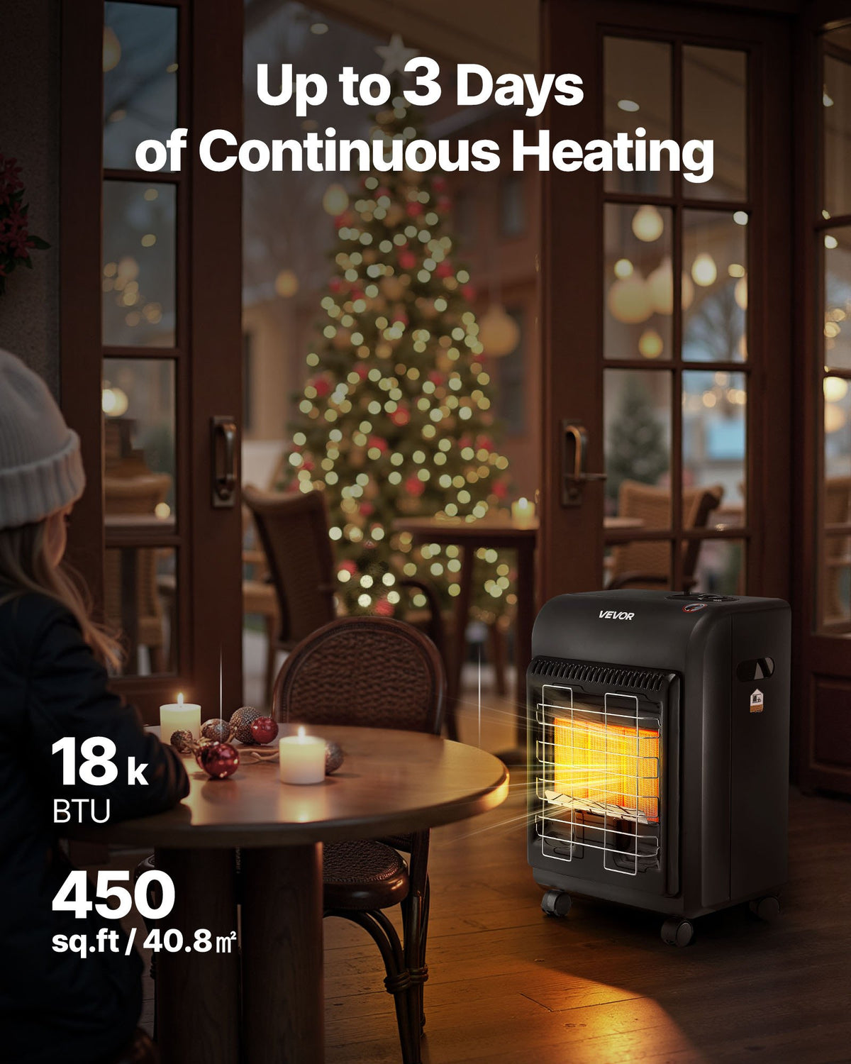 6000-18000 BTU Propane Cabinet Heater with Tip-Over Protection