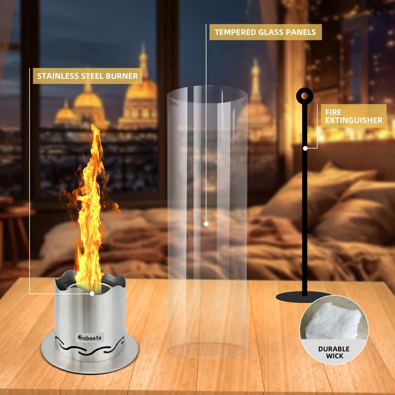Portable Tabletop Bio Ethanol Fire Pit 15.7x5.9 In
