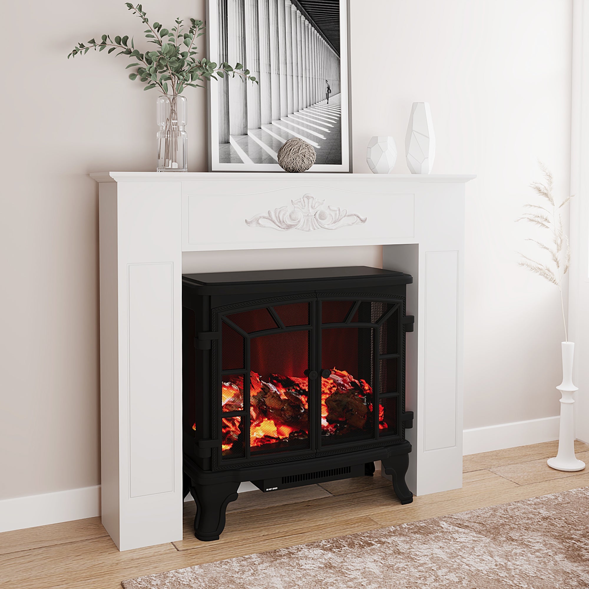 Freestanding Fireplace Mantel Surround 44.7"W x 40"H White
