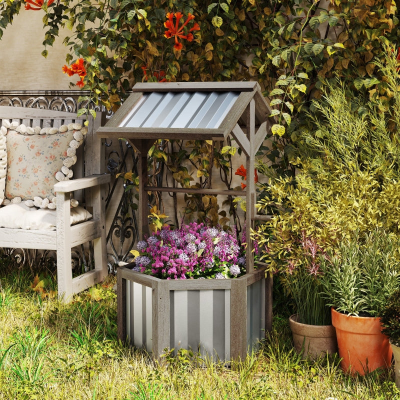 Wooden Wishing Well Planter