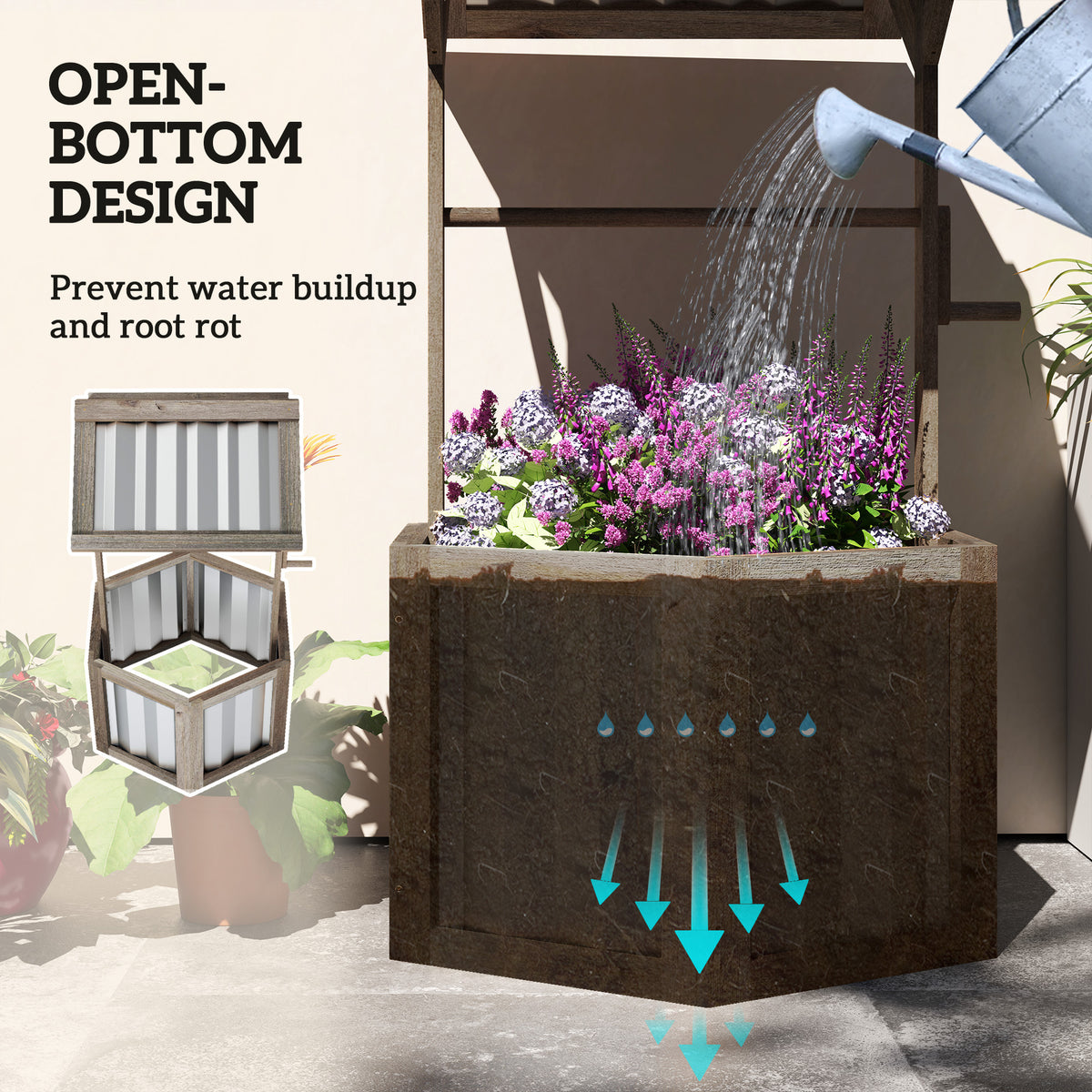 Wooden Wishing Well Planter