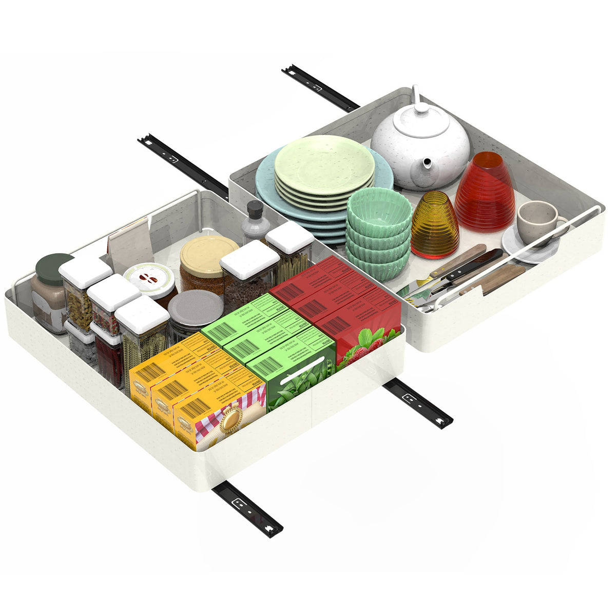 2Pcs Pull Out Cabinet Organizers Sliding Shelf Spice Rack Carbon