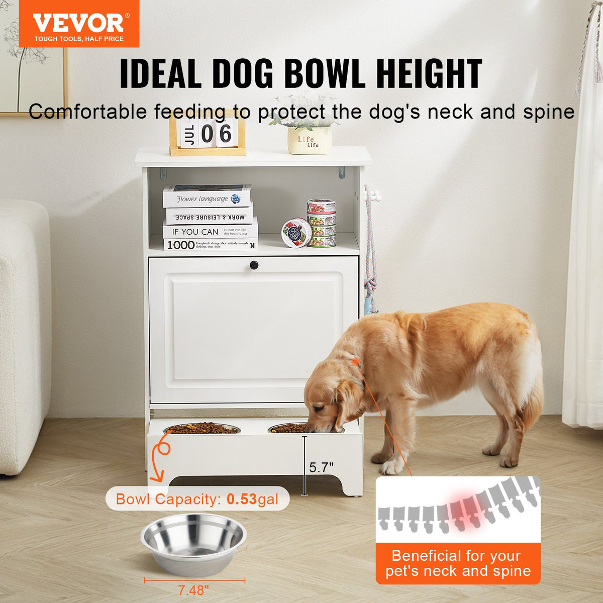 VEVOR Pet Feeding Station W 2 Elevated Dog Bowls Dog Food & Toy