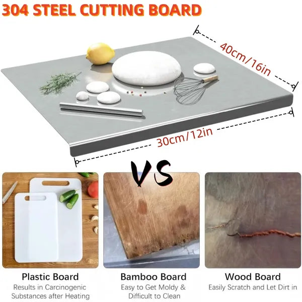 XXL 304 Stainless Steel Cutting Board Anti-Slip & Mildew-Proof No