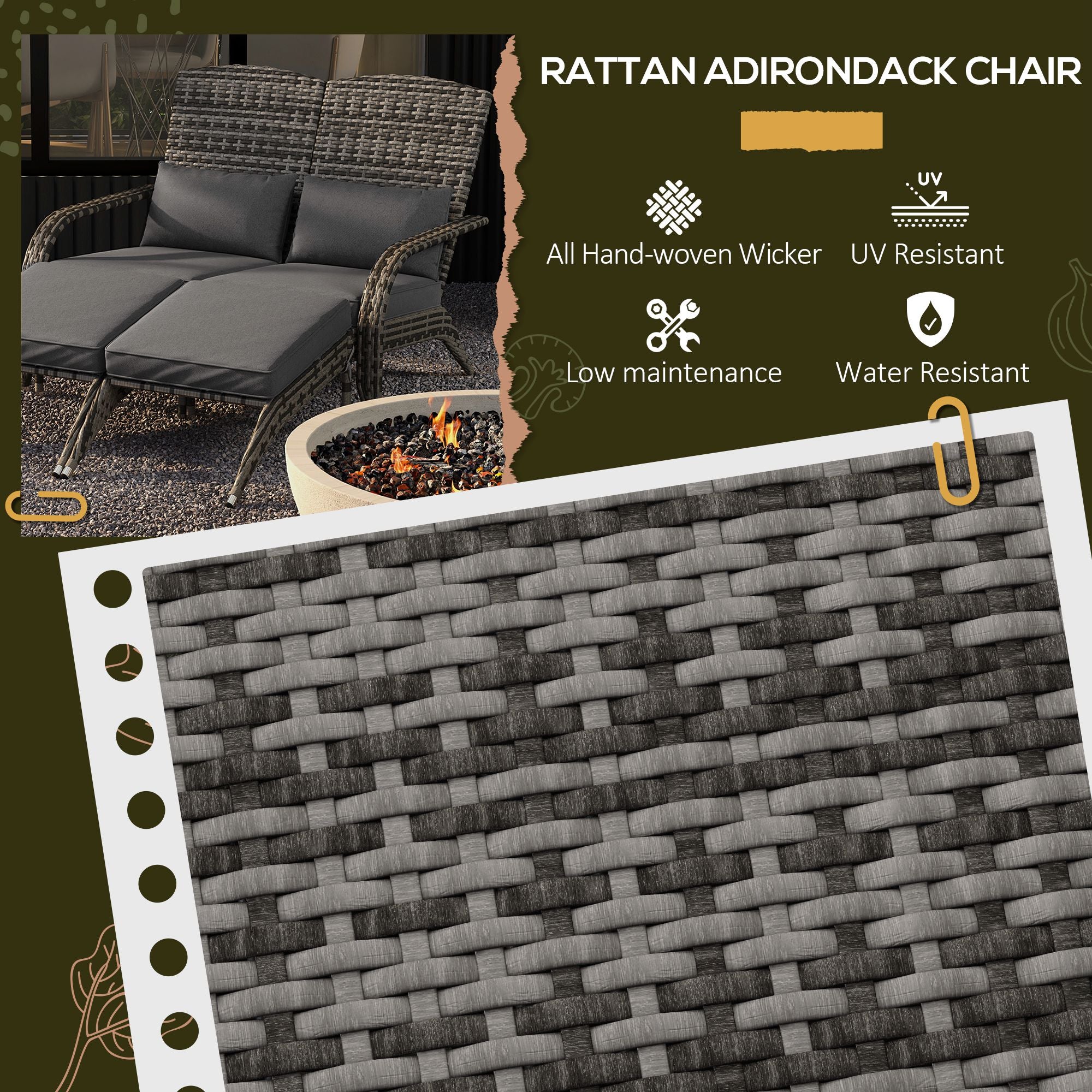 PE Rattan Double Chaise Lounge with Cushions