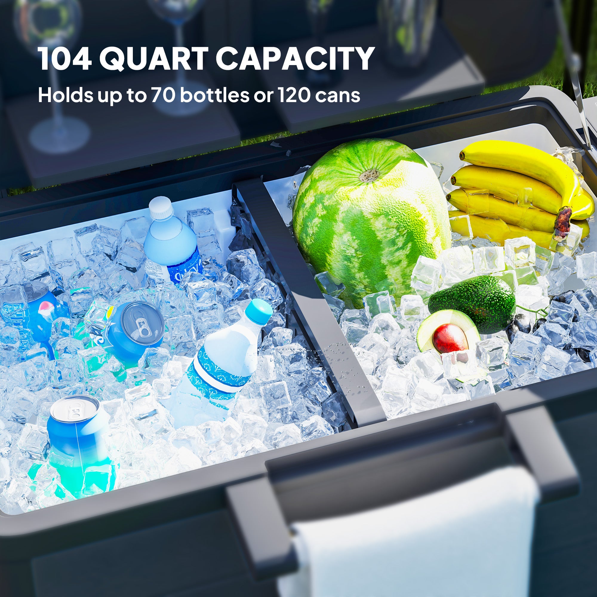 104 Quart Rolling Cooler Cart with Shelves