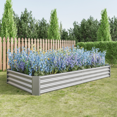Metal Raised Garden Bed 7.6x3.7x0.98ft Black
