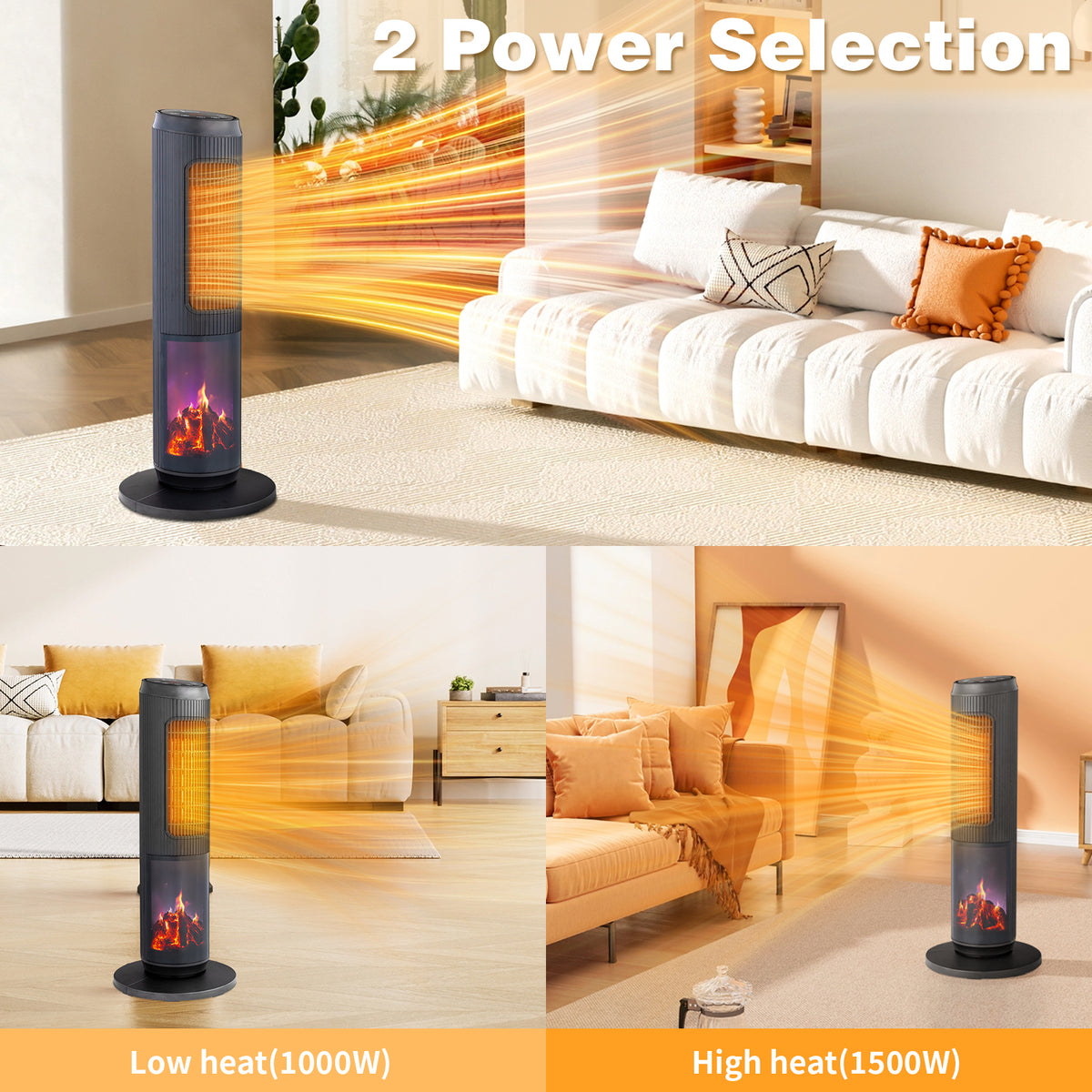 25 Inch Tower Space Heater with Remote Control