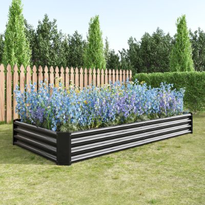 Metal Raised Garden Bed 7.6x3.7x0.98ft Black