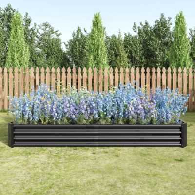 Metal Raised Garden Bed 7.6x3.7x0.98ft Black