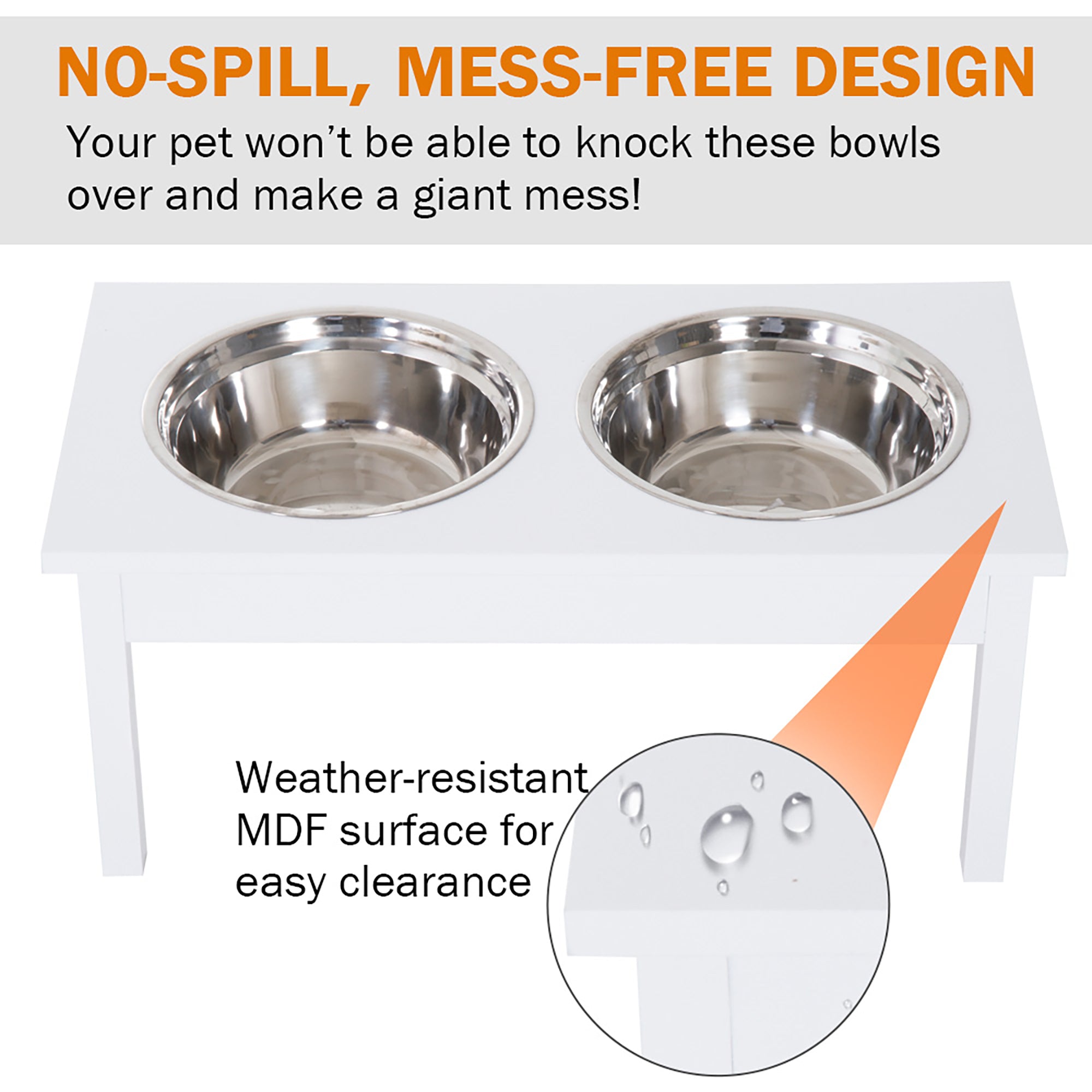 23" Wooden Elevated Dog Food Bowls Feeding Station