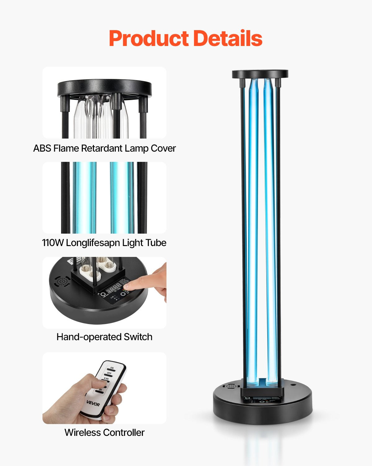 110W UV Ultraviolet Lamp with Ozone and Timer