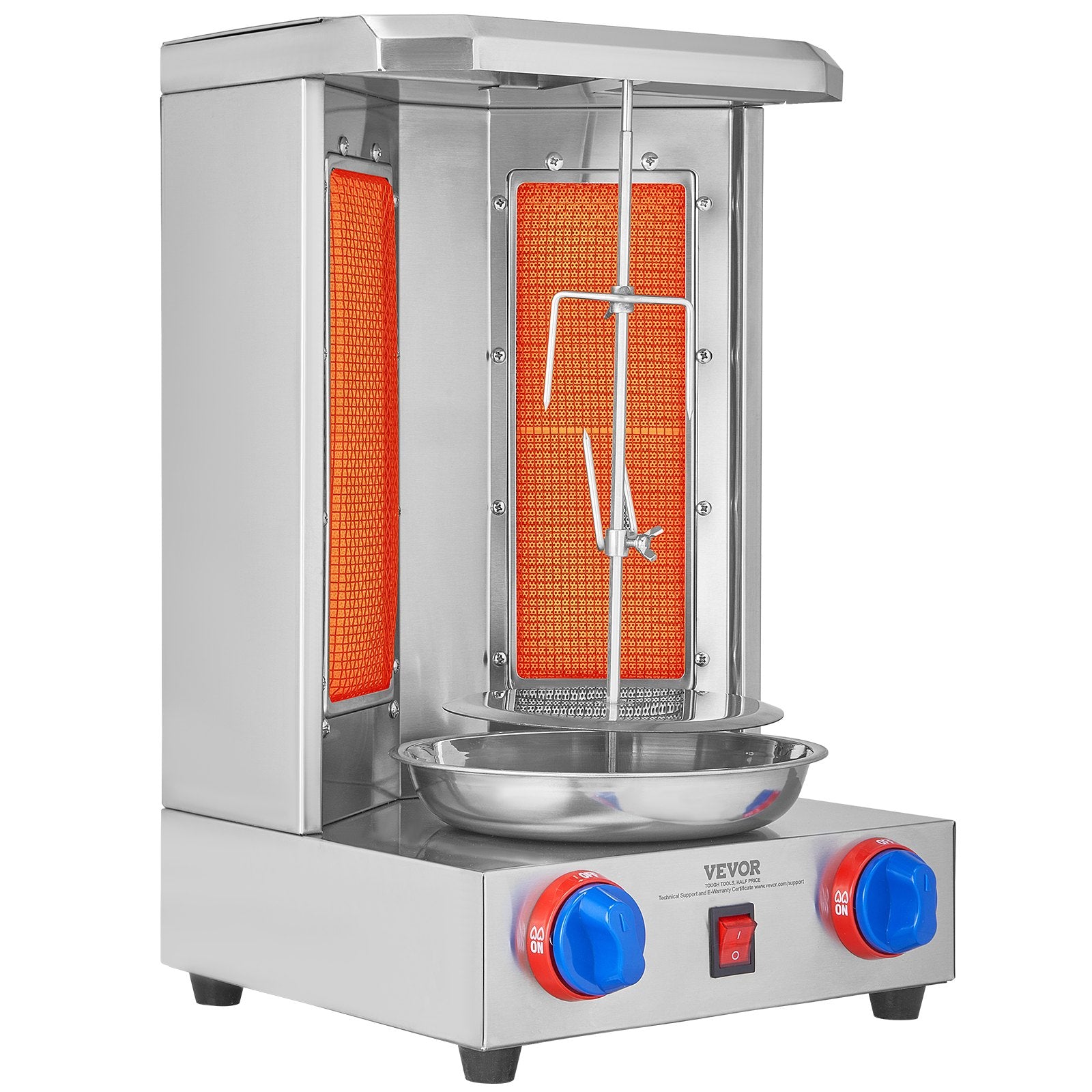 Vertical Shawarma Grill Machine, 13 Lb Capacity, Dual Burner