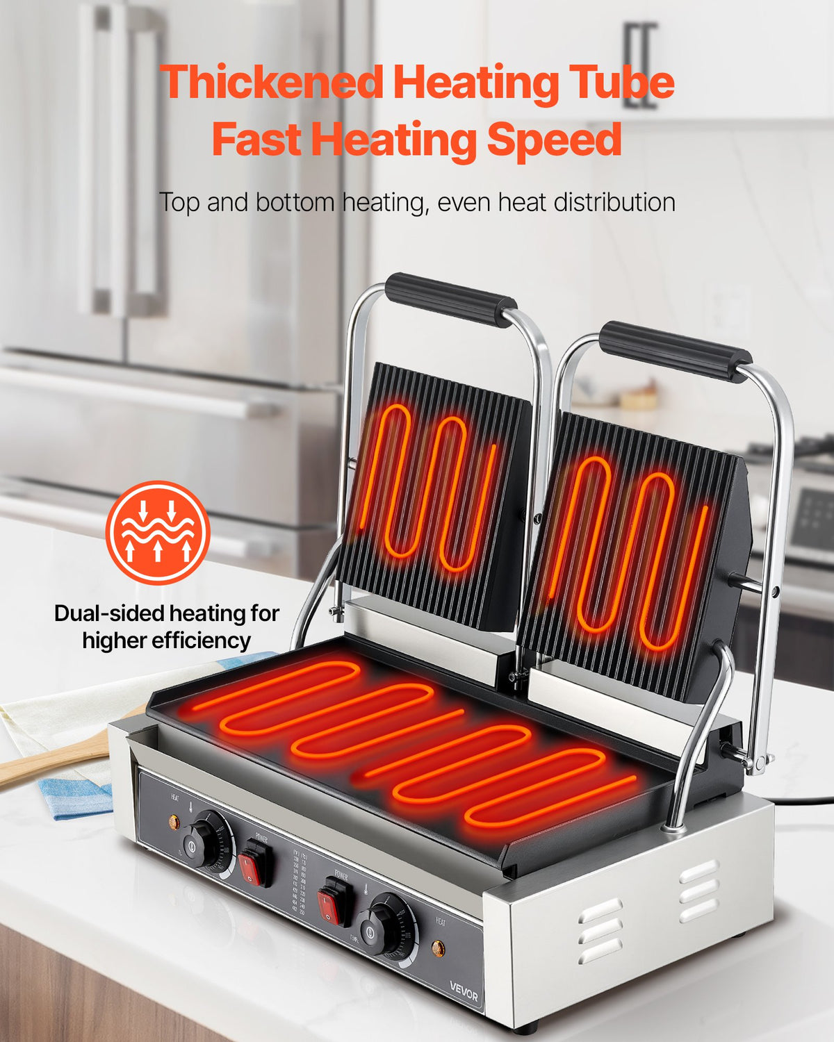 Commercial Panini Press Grill Electric Sandwich Maker Griddle Plate