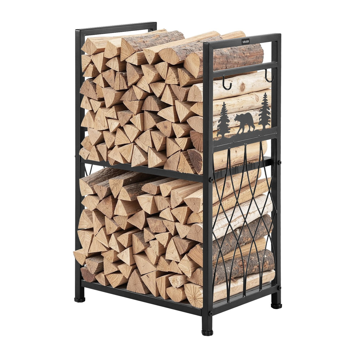 Indoor Firewood Rack 2-Tier 1.3 Ft with Tools