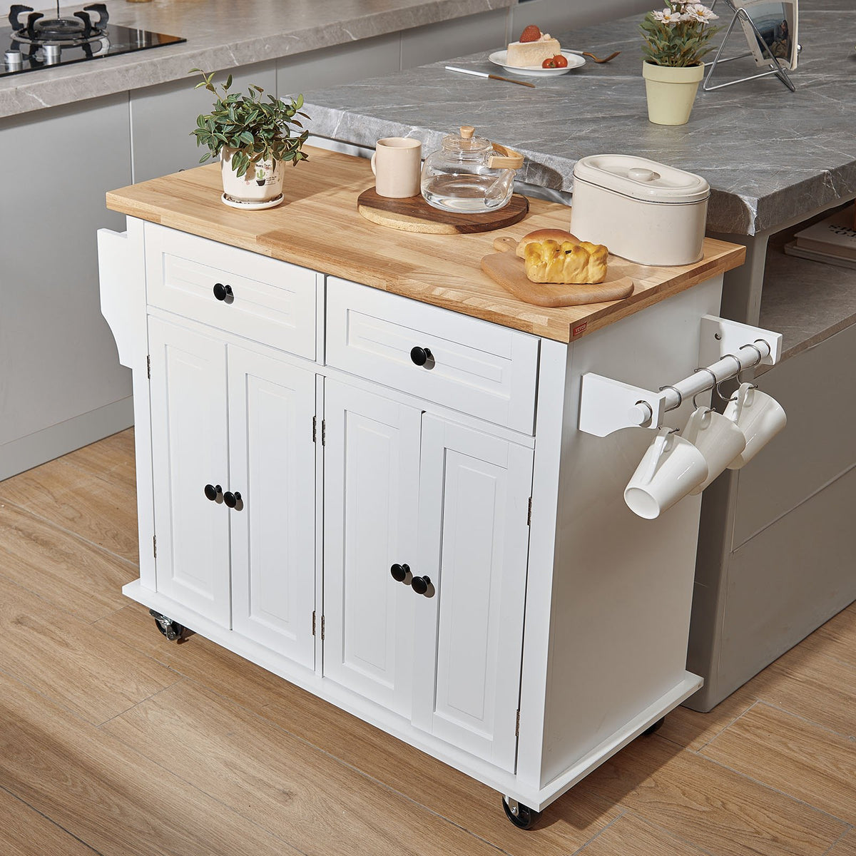 VEVOR Kitchen Island Cart With Solid Wood Top