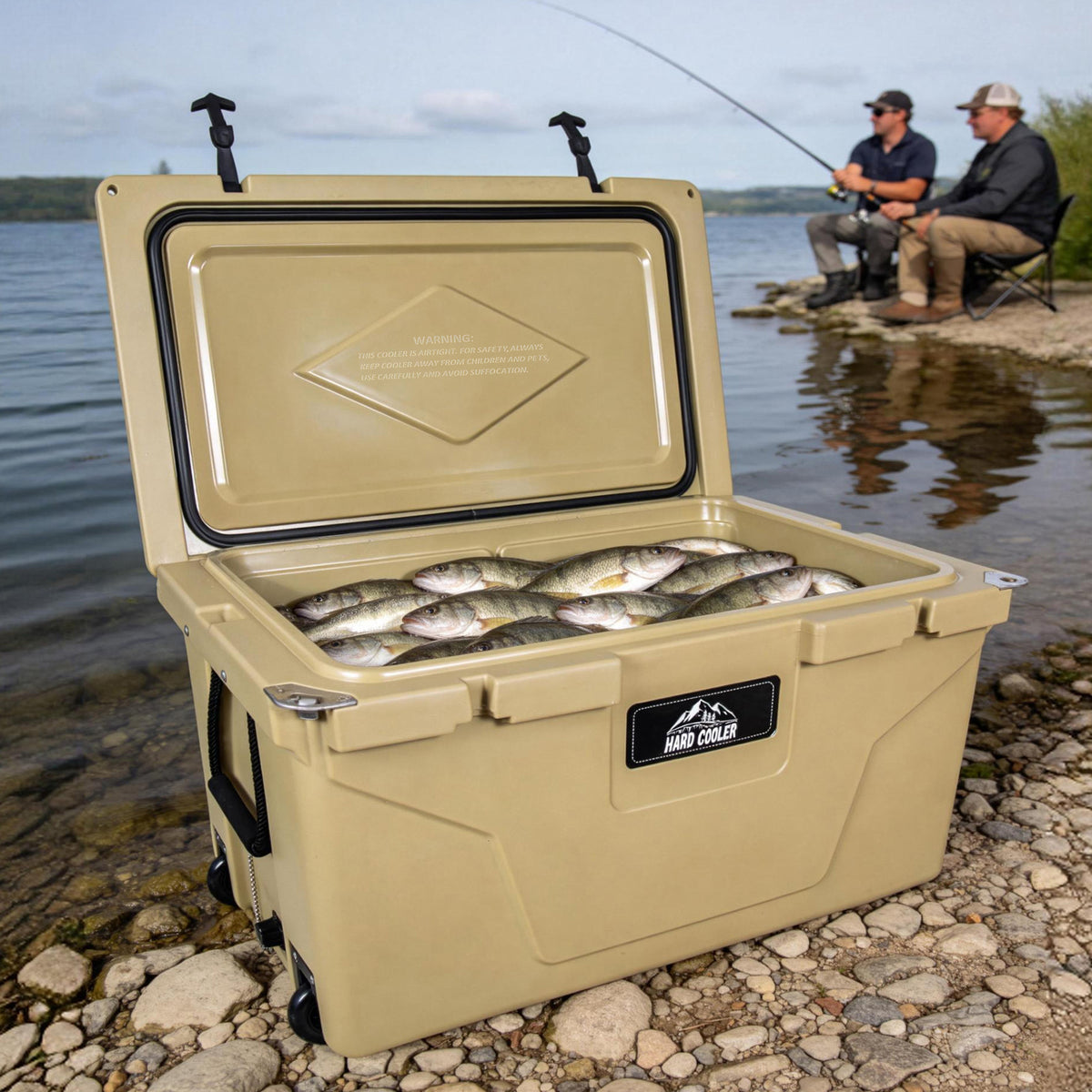 110 Quart Rotomolded Khaki Cooler with Ice Retention