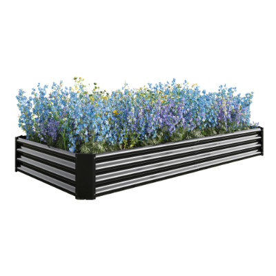 Metal Raised Garden Bed 7.6x3.7x0.98ft Black