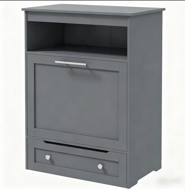 Dog Raised Bowl Feeder Station Storage Cabinet, Gray