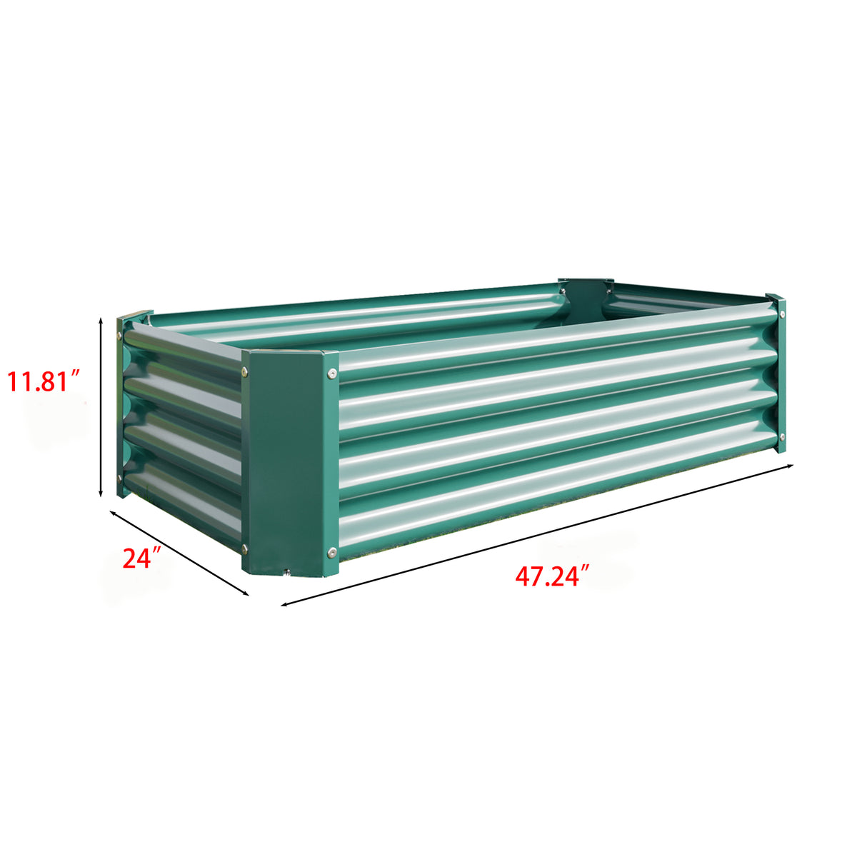 2PCS Green 4×2×1ft Metal Raised Garden Bed
