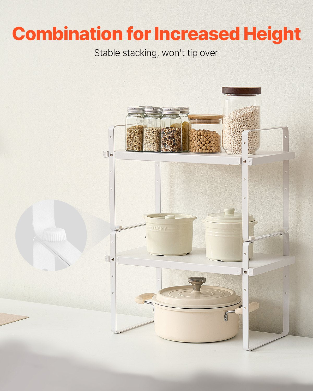2 Tier Cabinet Organizer Shelf Counter Shelves Steel Kitchen Storage