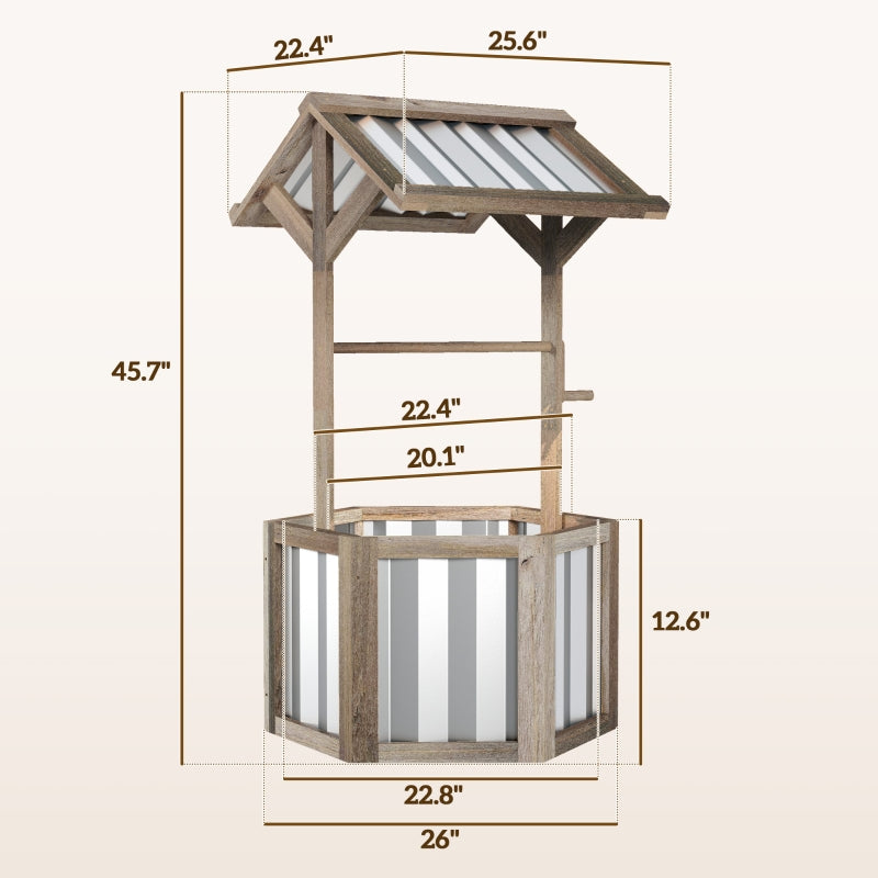 Wooden Wishing Well Planter