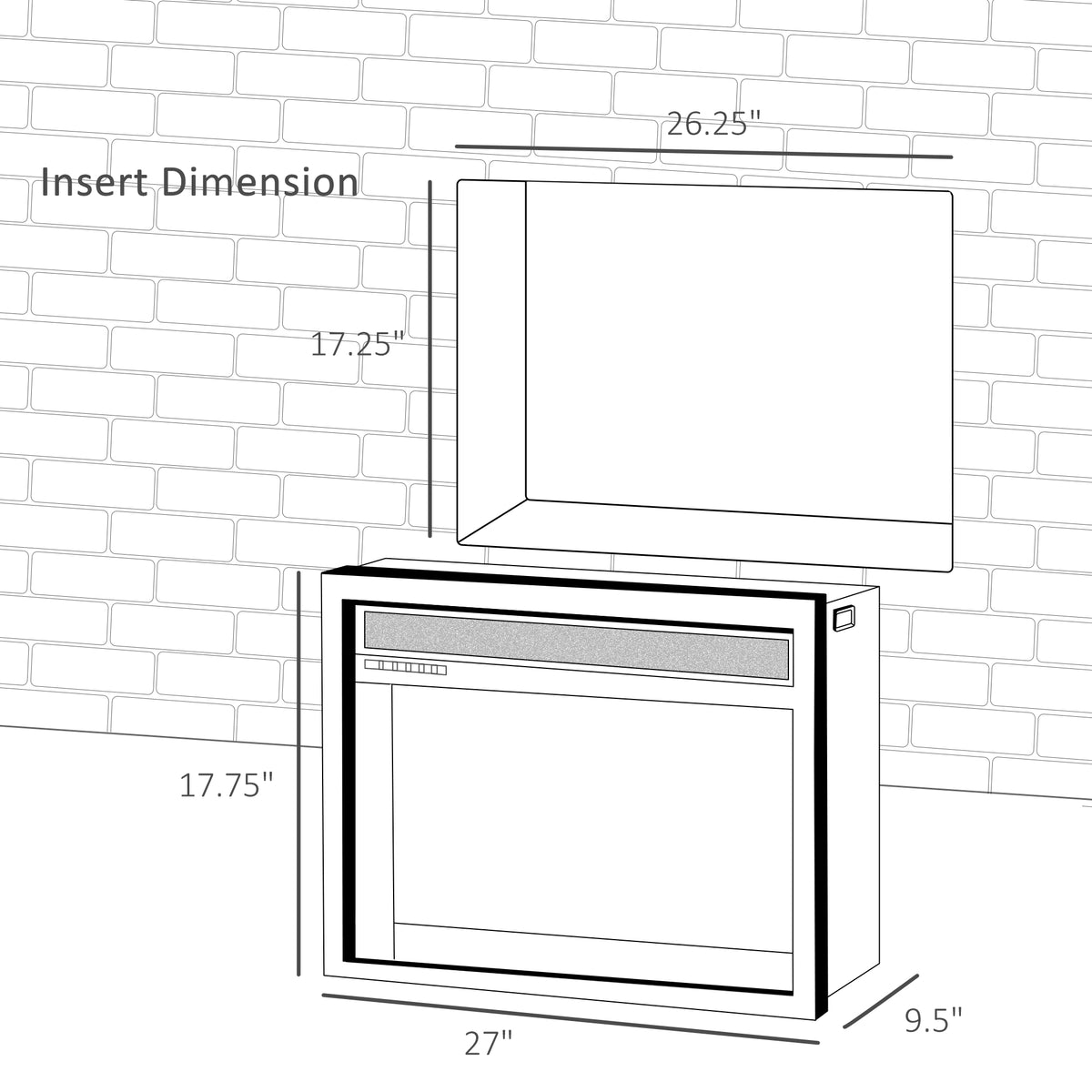 27 Inch Electric Fireplace Insert with Remote Control
