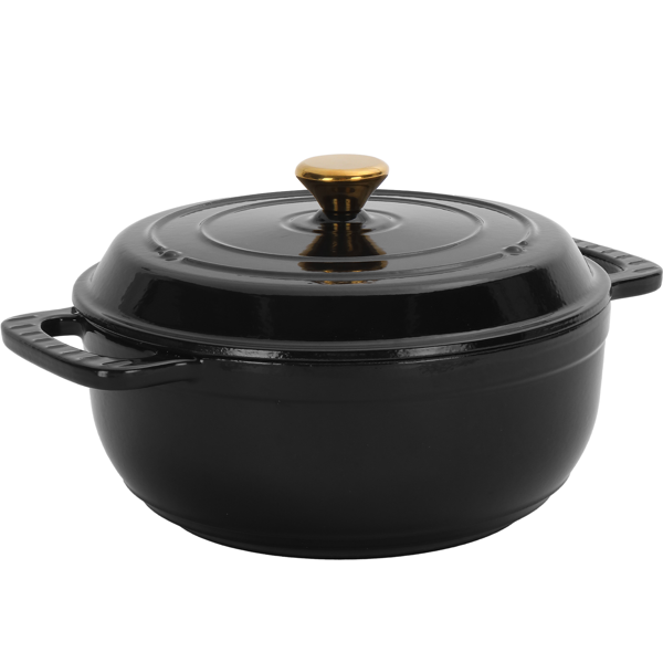 6QT Cast Iron Dutch Oven with Black Enamel Lid