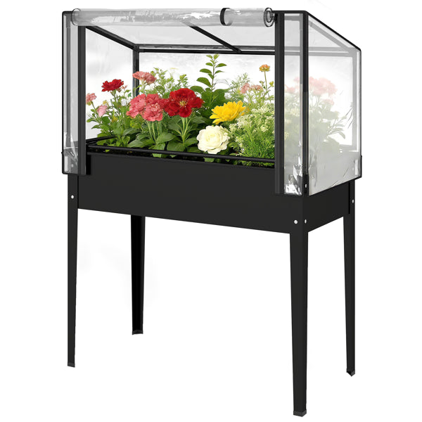 Raised Garden Bed with Attached Mini Greenhouse Frame