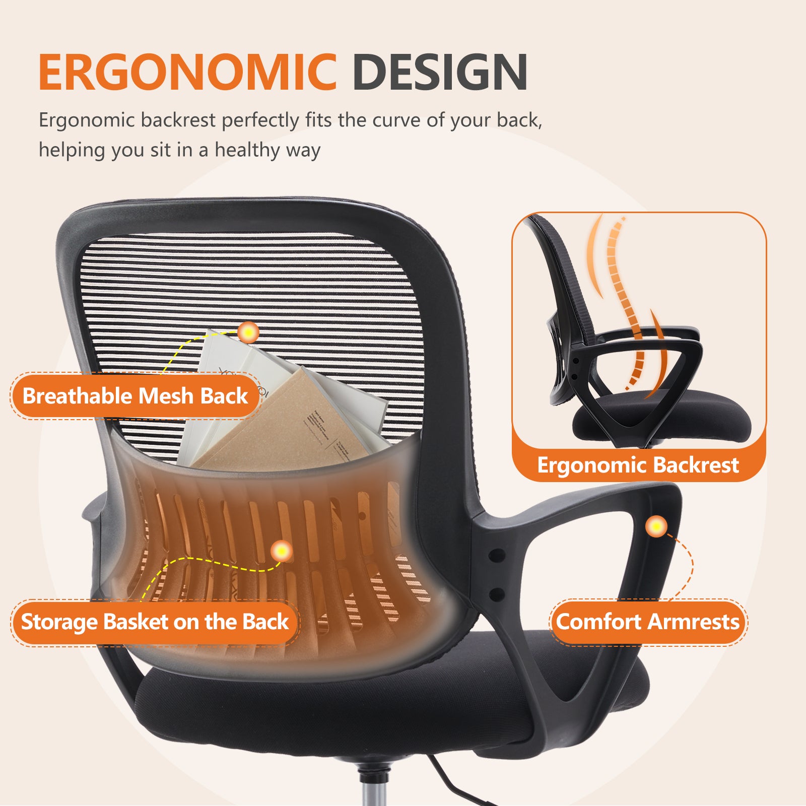 Standing Desk High Office Chair with Adjustable Height