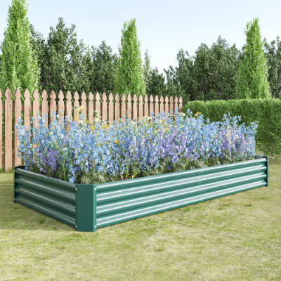 Metal Raised Garden Bed 7.6x3.7x0.98ft Black