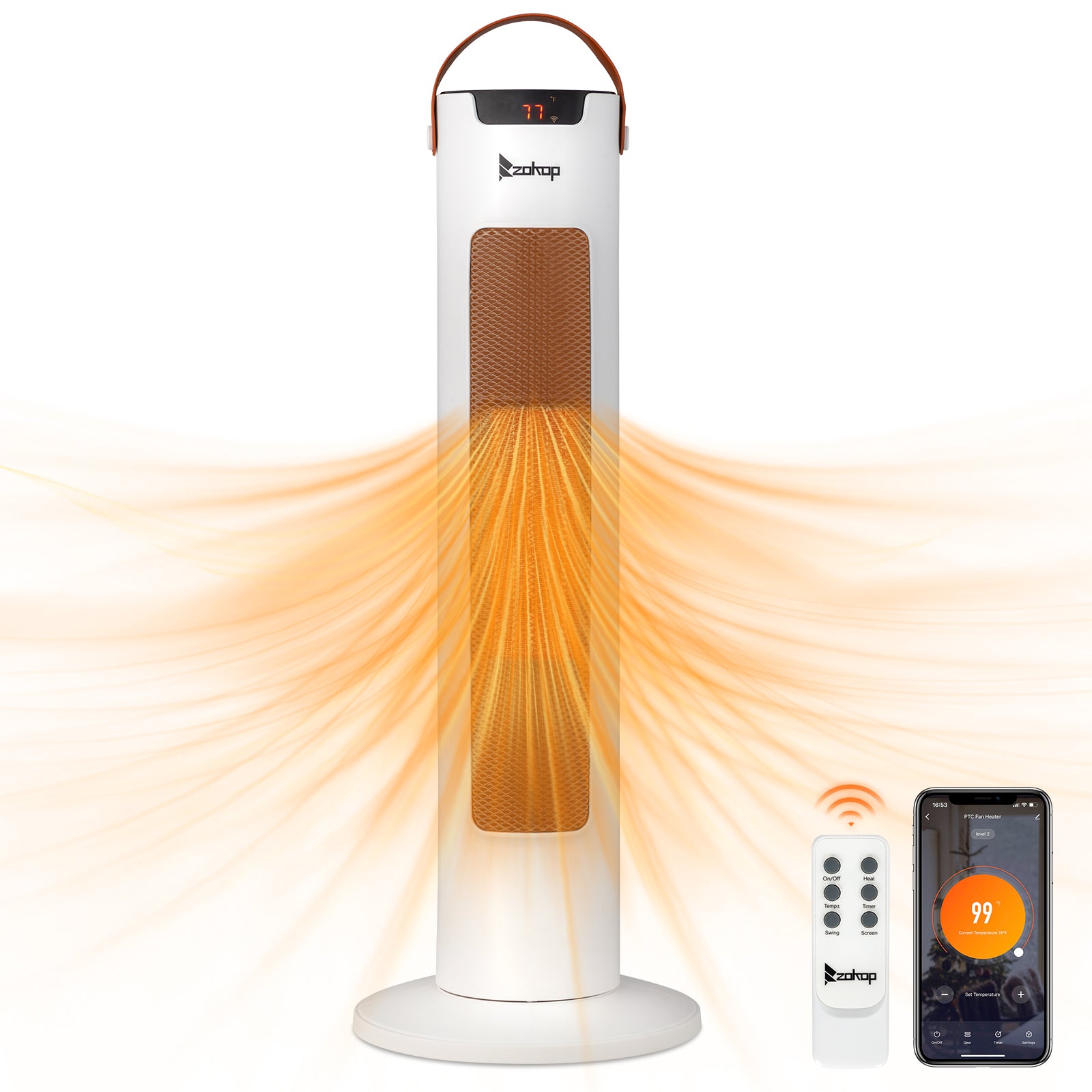 24 Inch Tower Space Heater 1500W Smart WiFi Remote