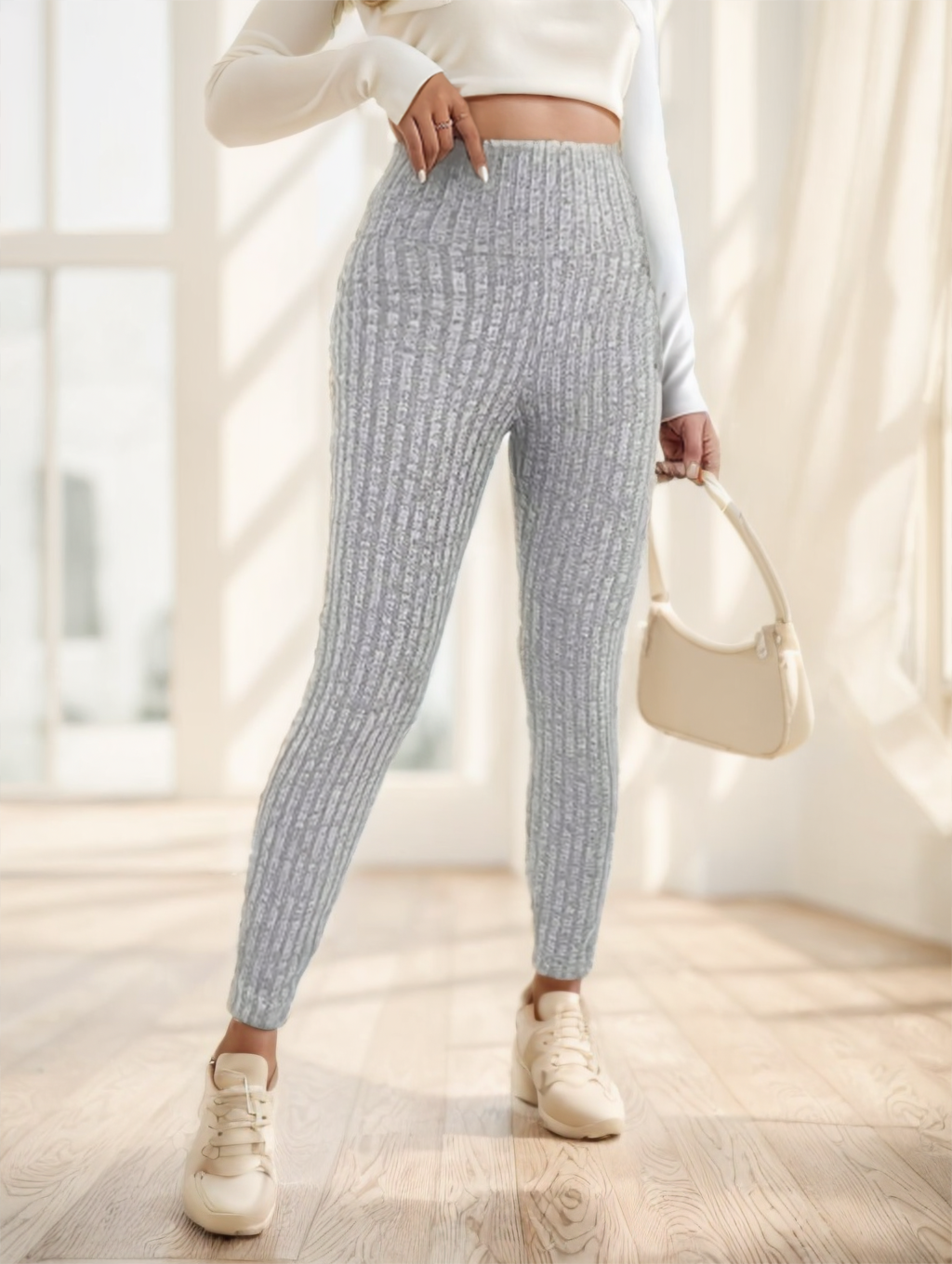 Spring And Autumn Women'S Solid Color Pit Strip Casual Tights
