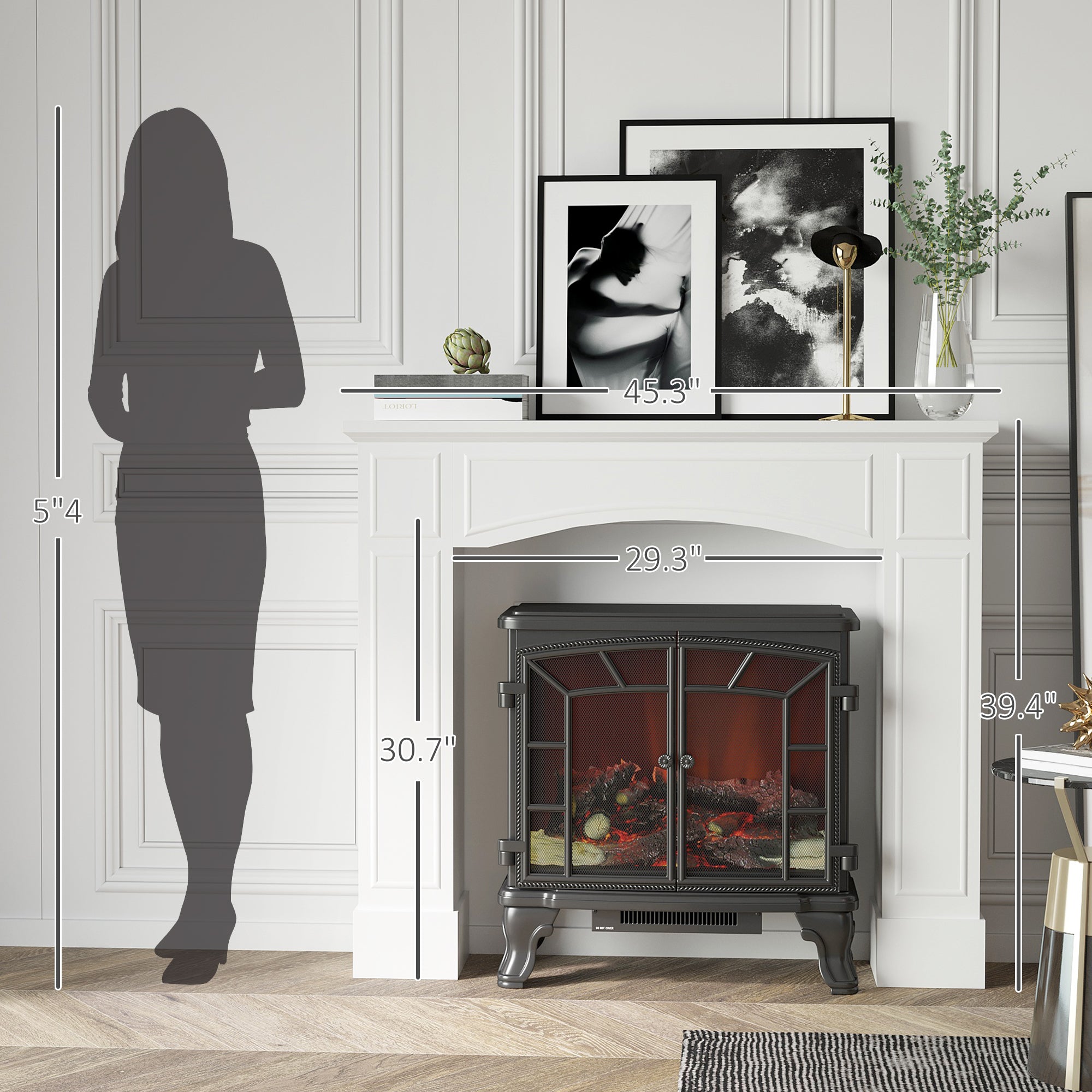 Modern Fireplace Mantel Surround 29" White with Pattern