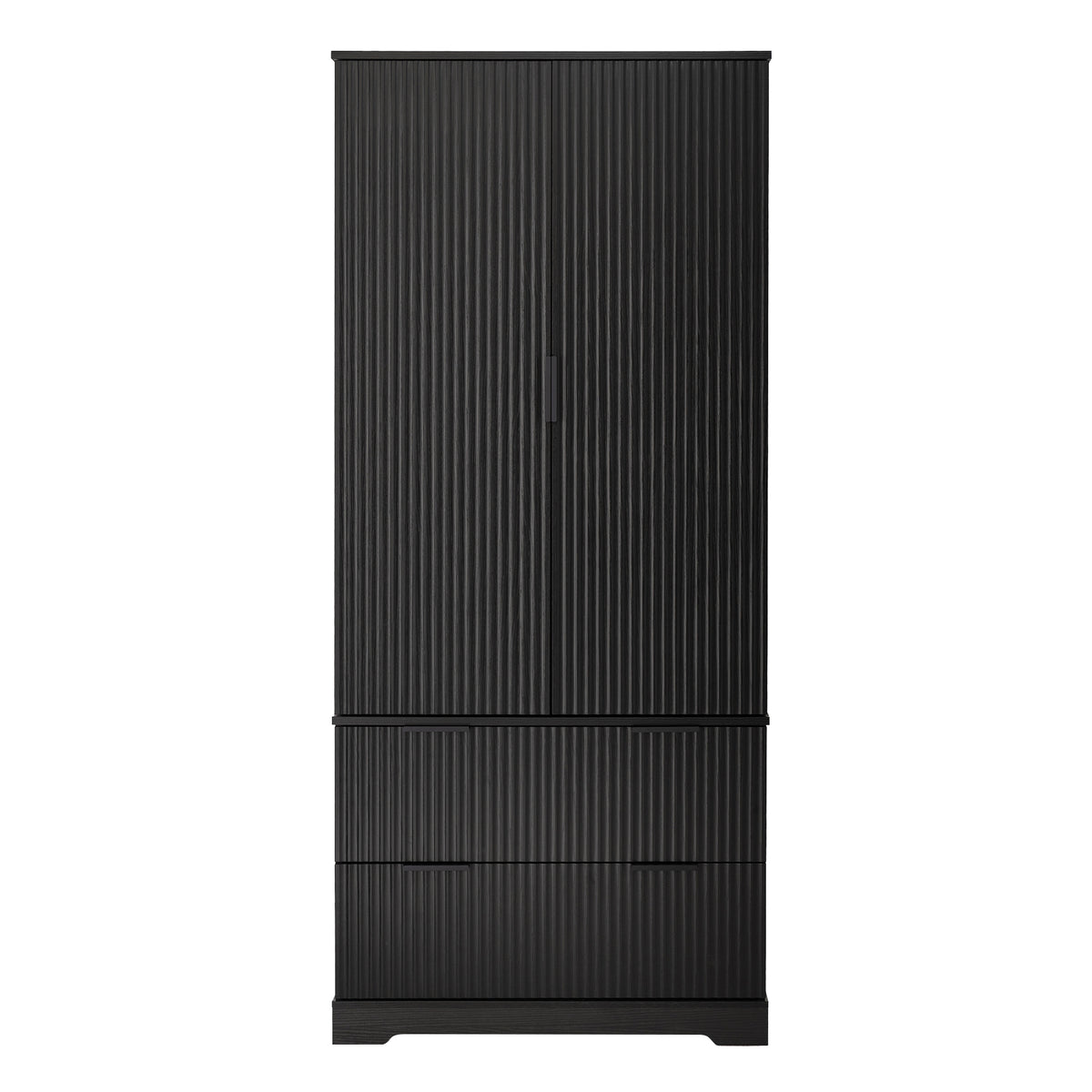 72" Modern Fluted Kitchen Pantry Cabinet With 2 Large Drawers &