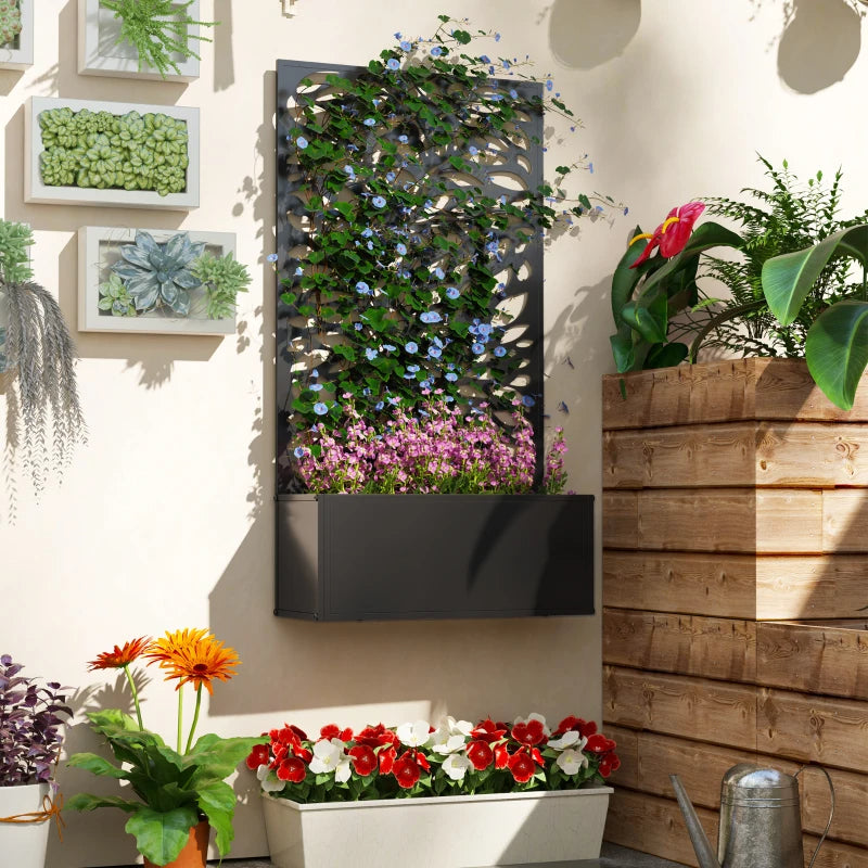 Metal Garden Bed with Trellis - Freestanding & Wall Mount