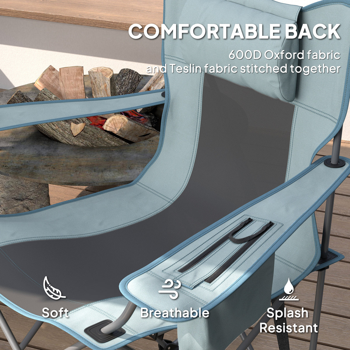 Folding Rocking Camping Chair 2-Pack with Headrest