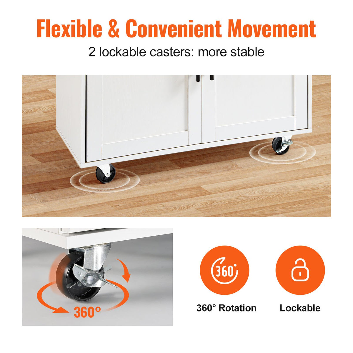Kitchen Island Cart With Solid Wood Top