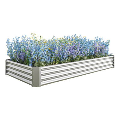 Metal Raised Garden Bed 7.6x3.7x0.98ft Black
