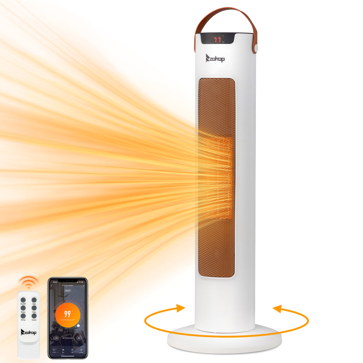24 Inch Tower Space Heater 1500W Smart WiFi Remote