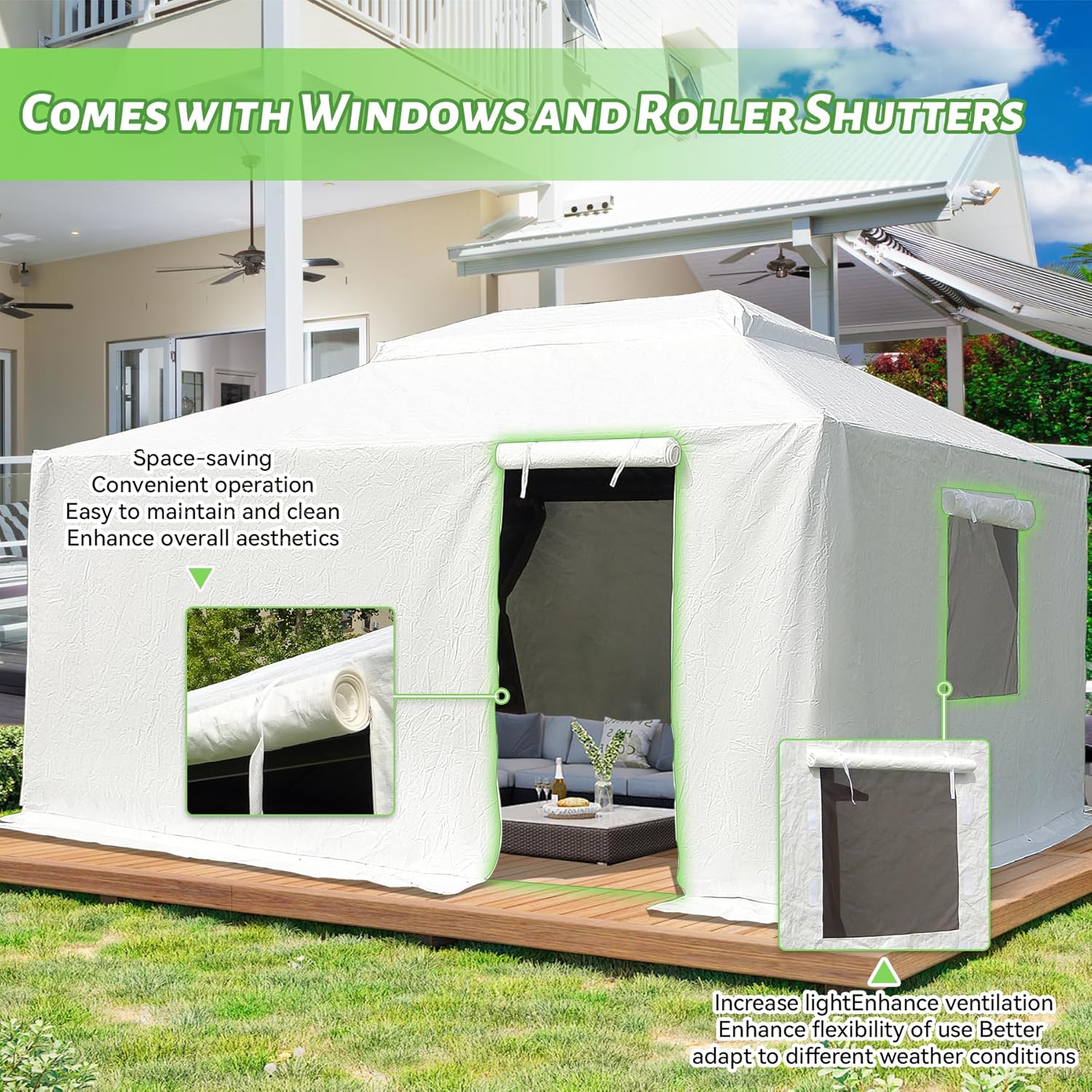 12x16 Hardtop Gazebo Cover with Sidewalls and Mesh