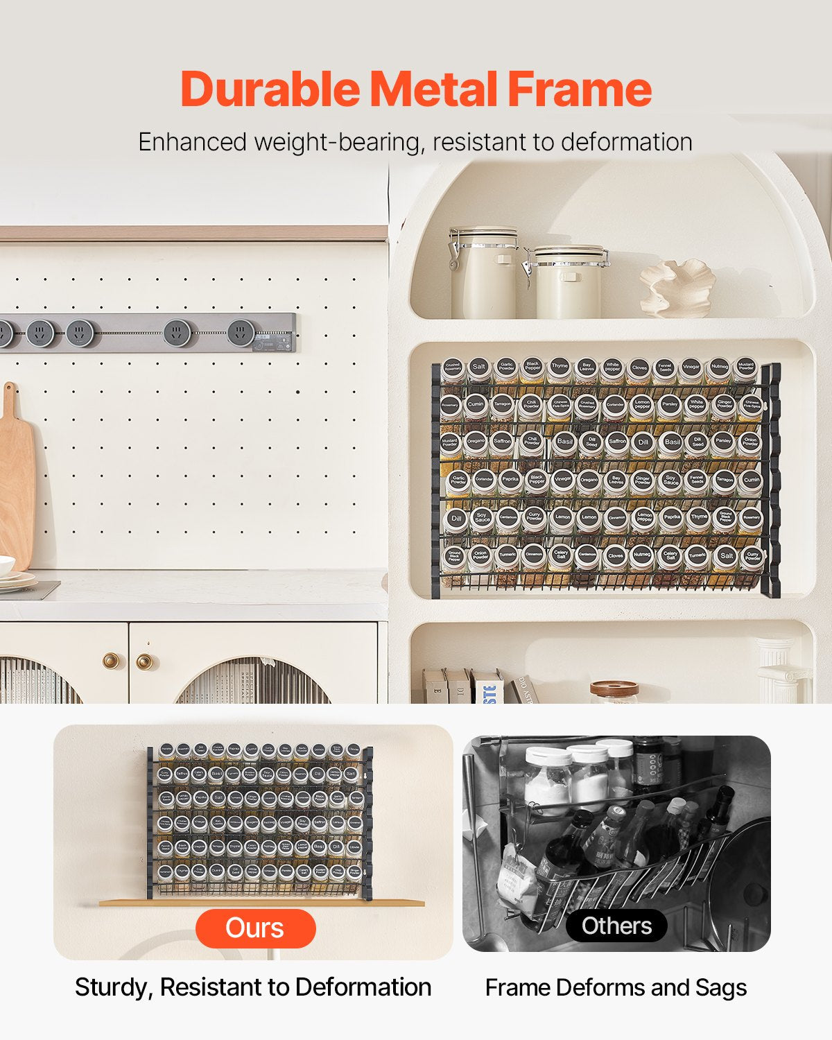 Spice Rack Organizer For Cabinet Seasoning Storage Set Wall Mounted 4