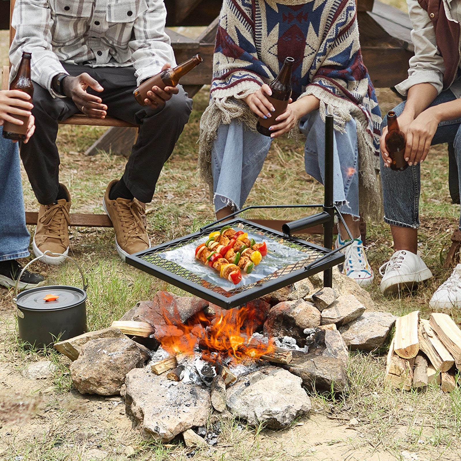 360° Swivel Campfire Grill Grate for Fire Pits