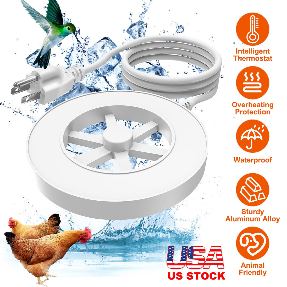 70W Bird Bath Heater For Outdoors Winter Heated Bird Bath Deicer