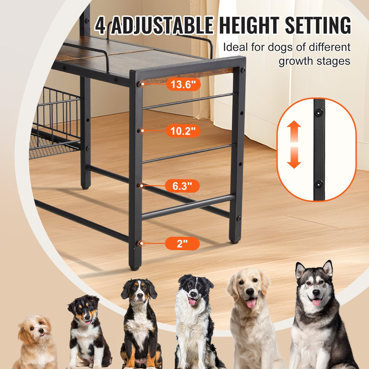 Raised Dog Feeding Station with Storage and Toy Organizer