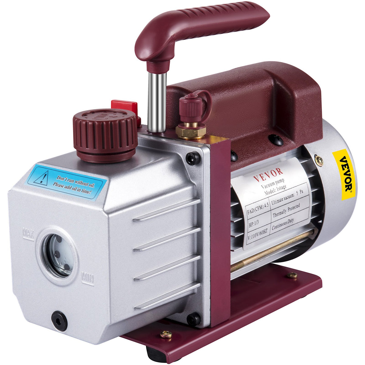 4.5CFM Single-Stage Rotary Vane Vacuum Pump 1/3HP