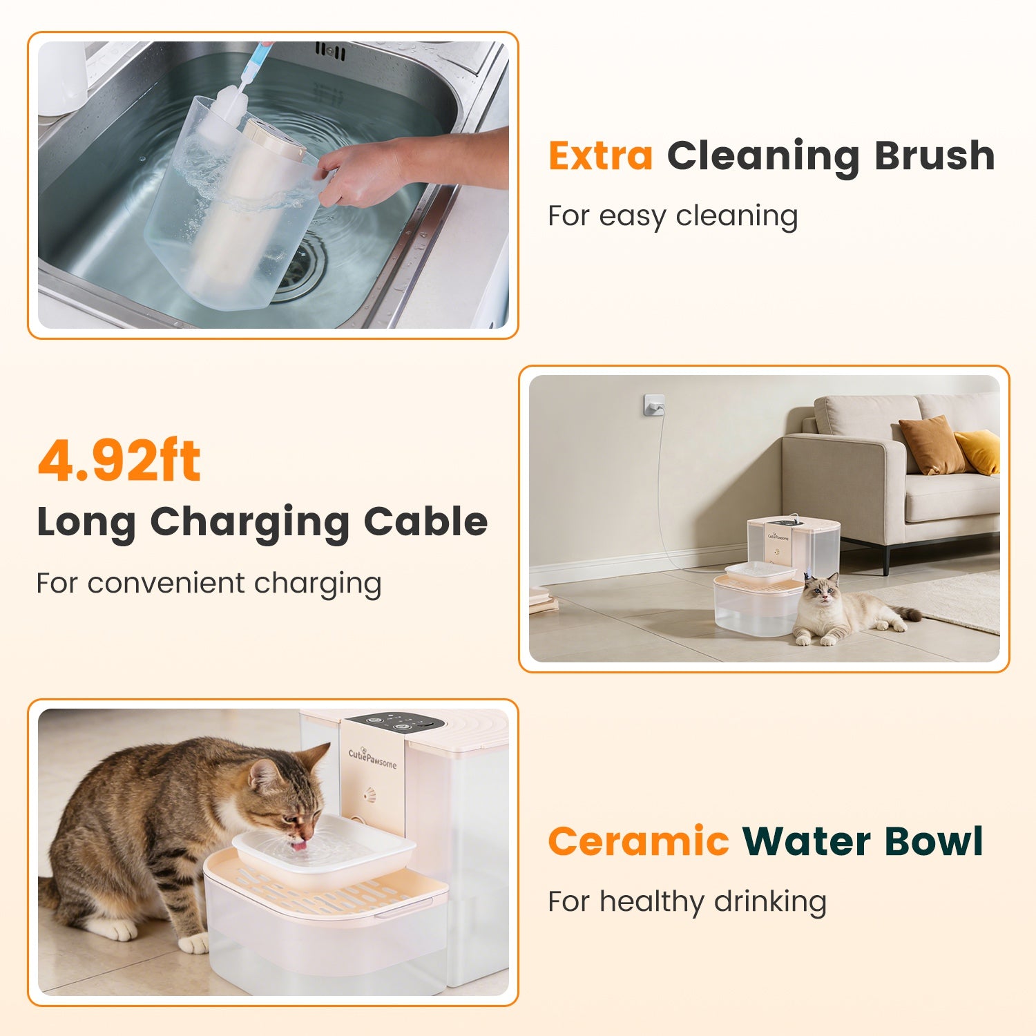Smart Pet Water Fountain 4.5L Rechargeable Auto Dispenser