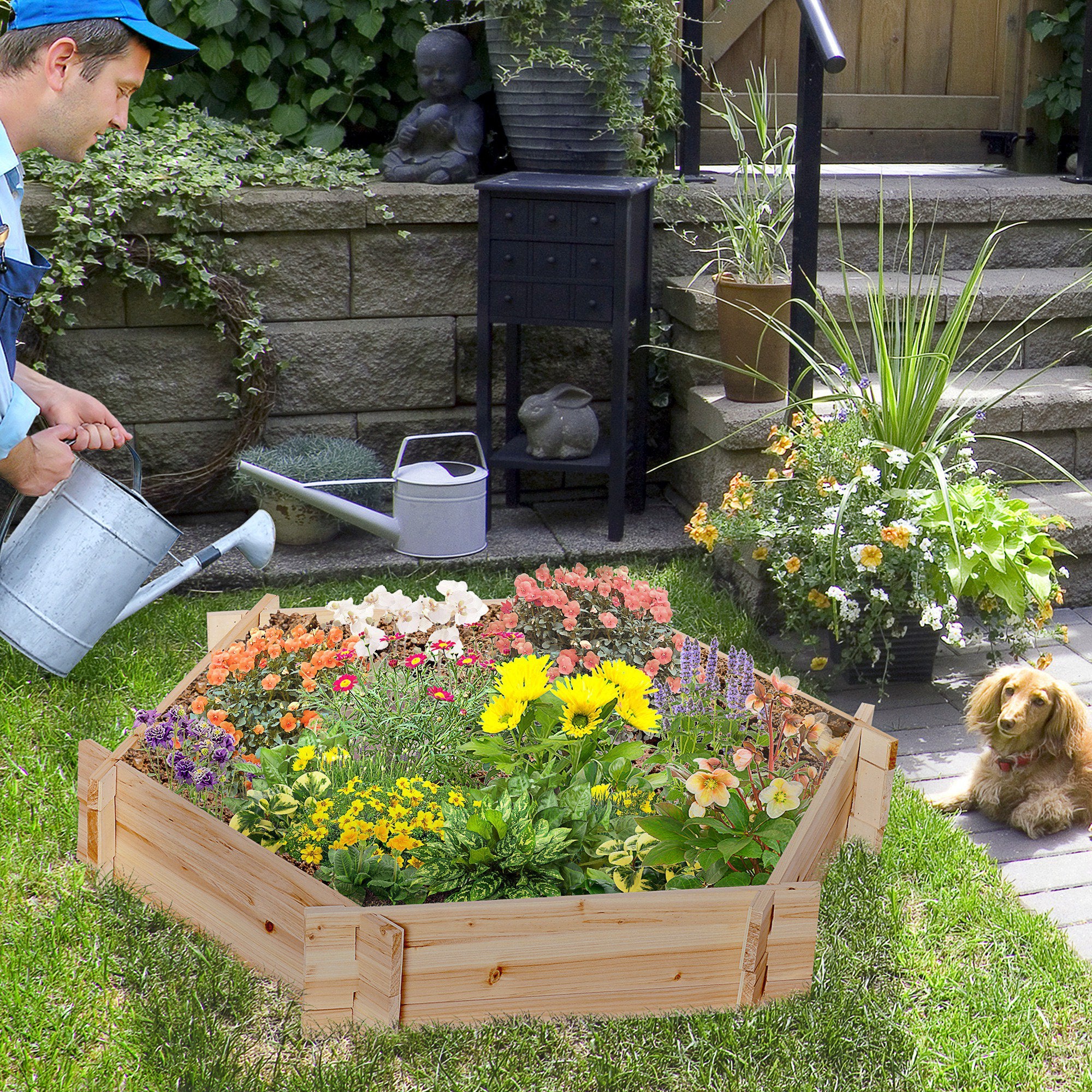 39 x 36 Hexagon Screwless Raised Garden Bed Planter
