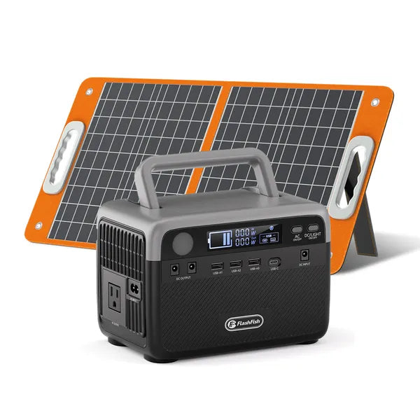 300W Portable Power Station 230.4Wh LiFePO4 with Solar Panel