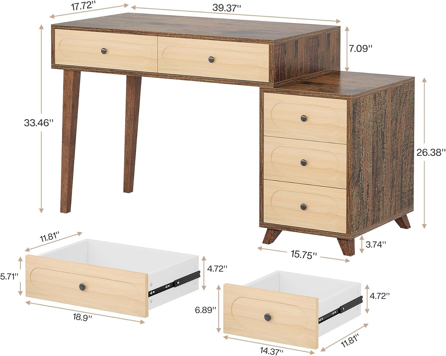 Home Office Computer Desk with Storage Shelves